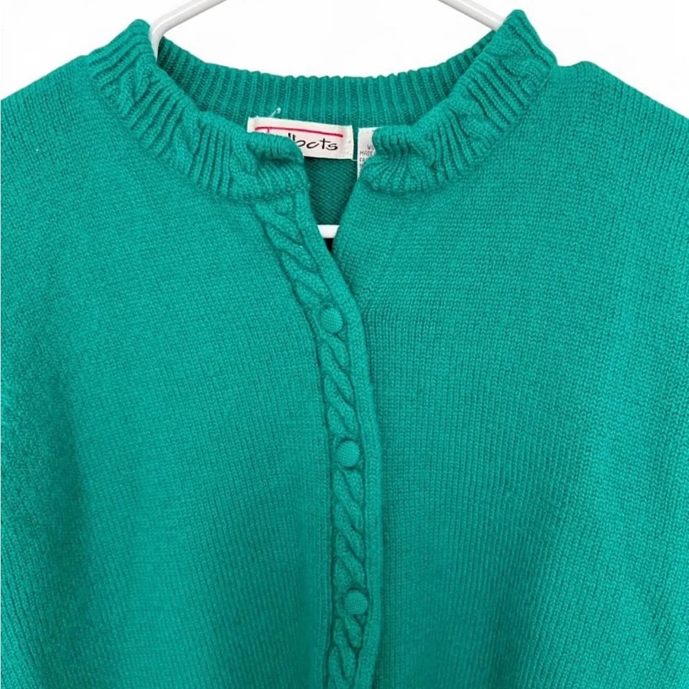 Talbots Vintage‎ Wool Cable Knit Button Down Cardigan Medium Classic Cottagecore